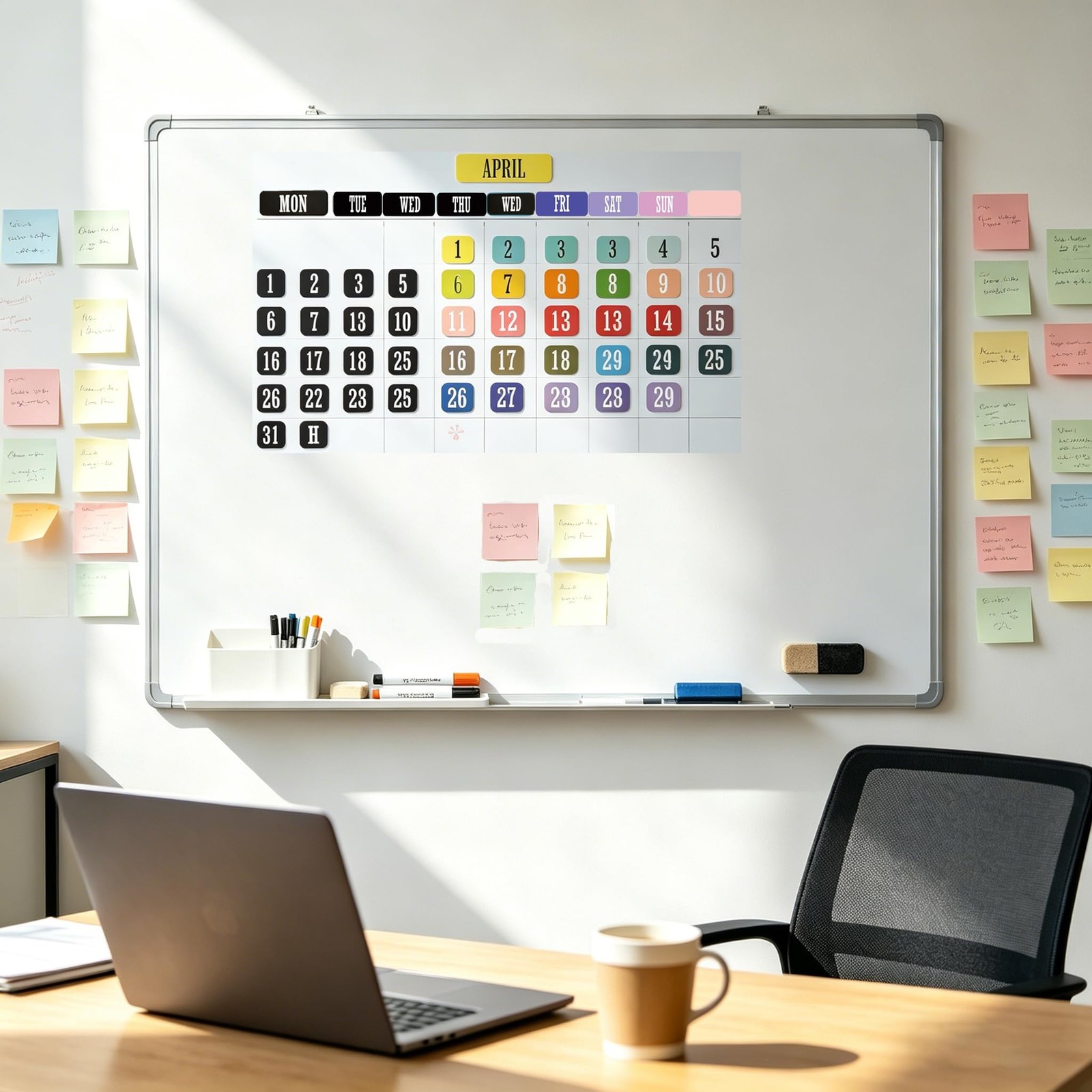 Double-Sided Magnetic 0.8 * 2.4 inches and 0.6 inches, Black White