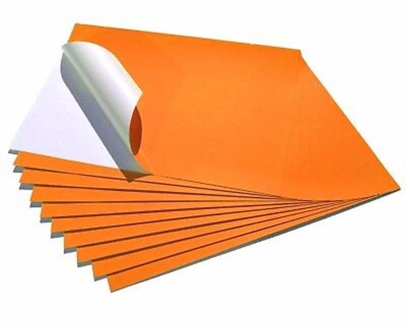 Limited Papers, Sticker Label Fluorescent, 8.5″X11″, 60Ib, 100 Sheets. (Orange).