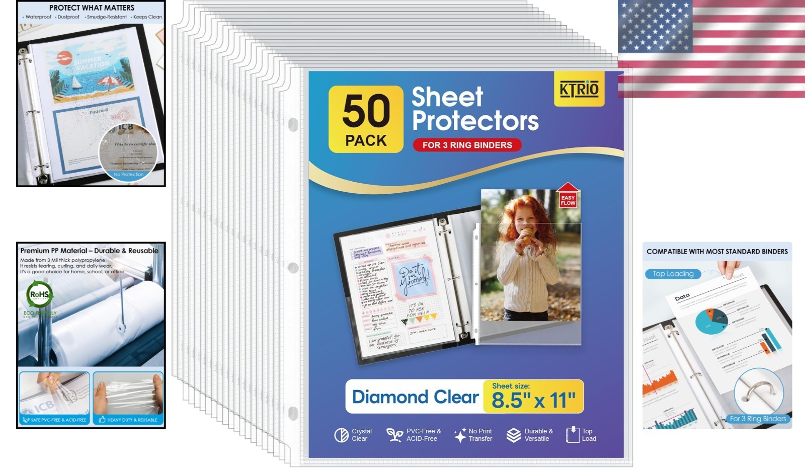 Polypropylene Document Protectors 8.5 x 11 Inch – 50 Count Collection