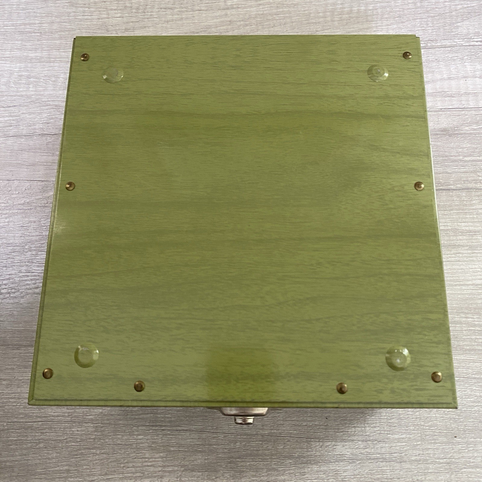 Vtg Ballonoff Check File Metal Safety Hinged Box MCM Green Key Retro Office USA