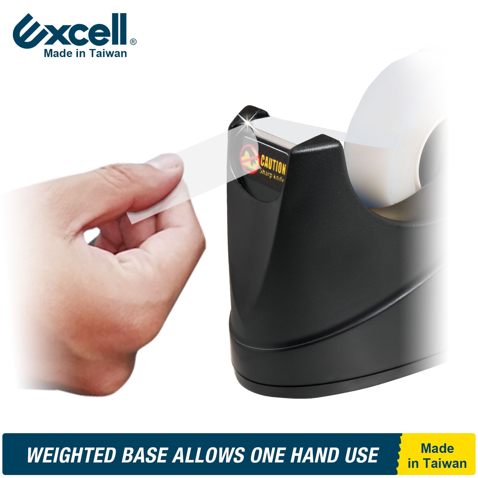 Excell Desk Tape Dispenser 1″ Core Fits 3/4″ Tape, No-Skid Base, Durable No Tape