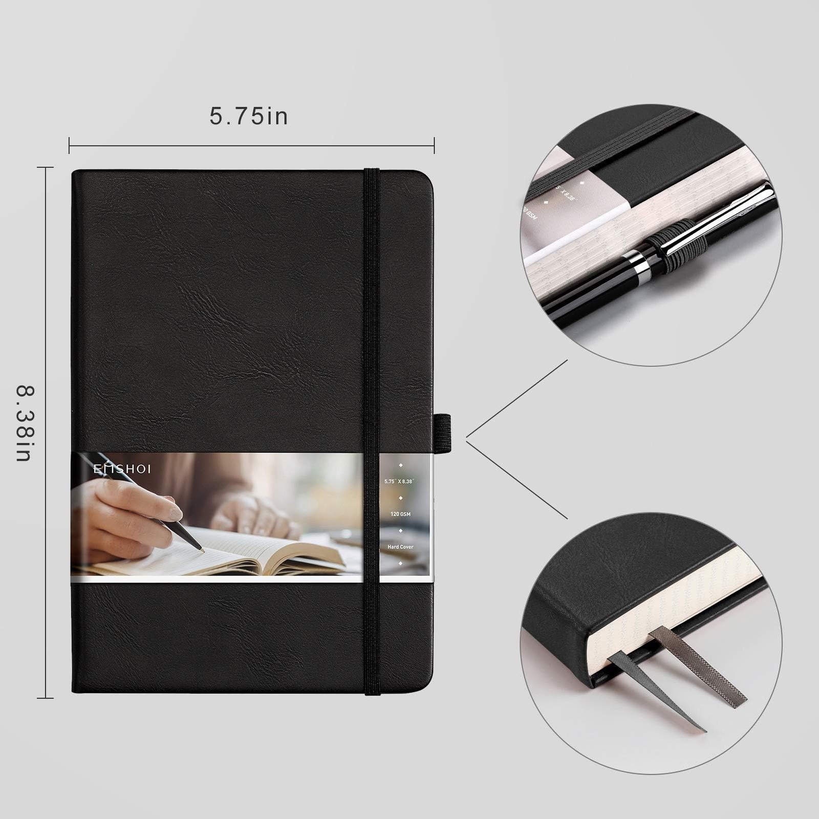 EMSHOI Graph Paper Notebook – 256 Pages A5 A5-Graph, Black