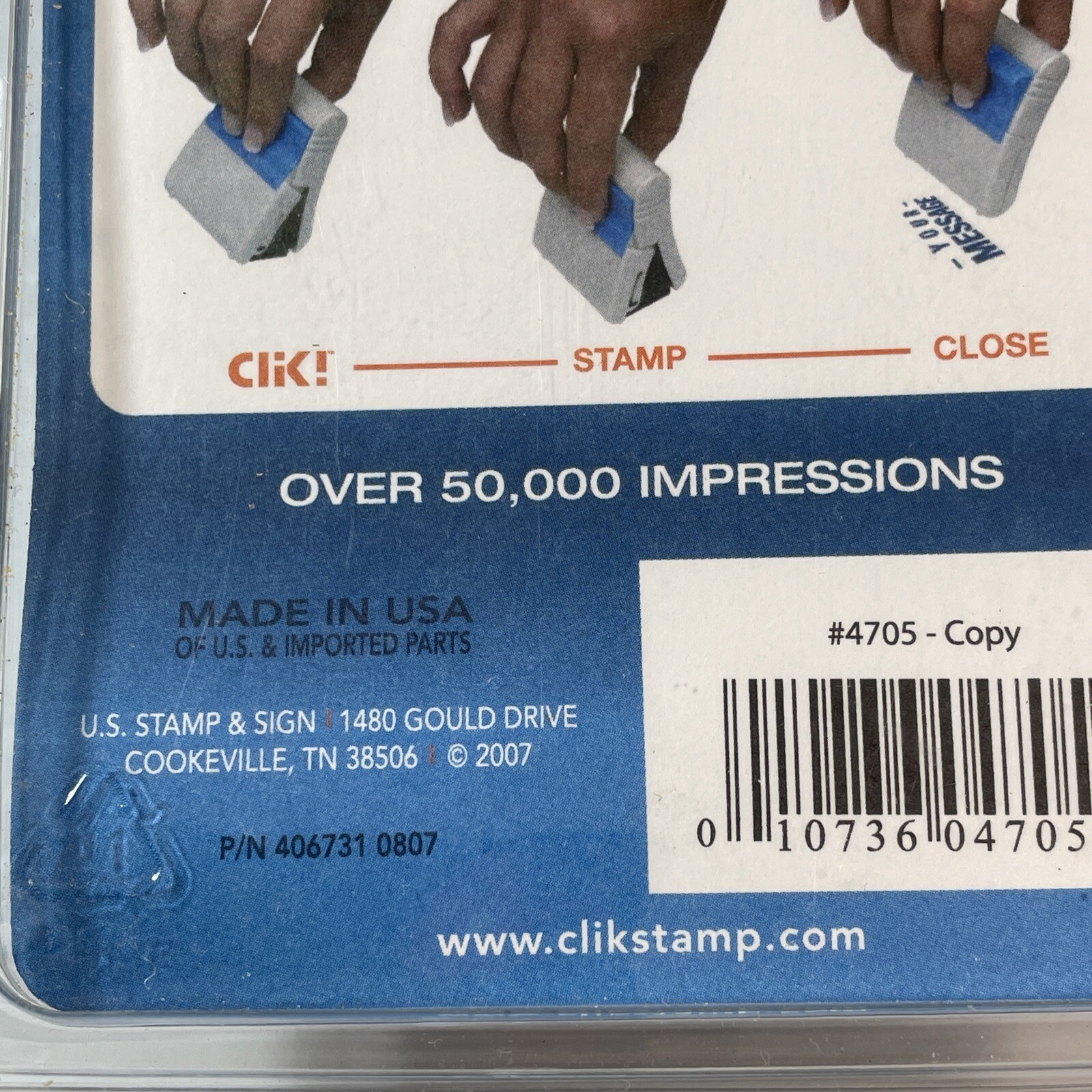Click! “COPY” Self Inking Rubber Stamp Blue and Red 1.5″ Stamp Made in USA