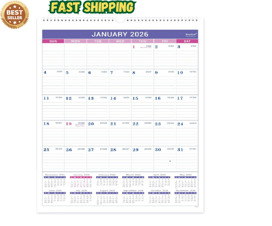 2026 Wall Calendar – January 2026 – December 2026, 2026 Calendar, 12 Months Wall