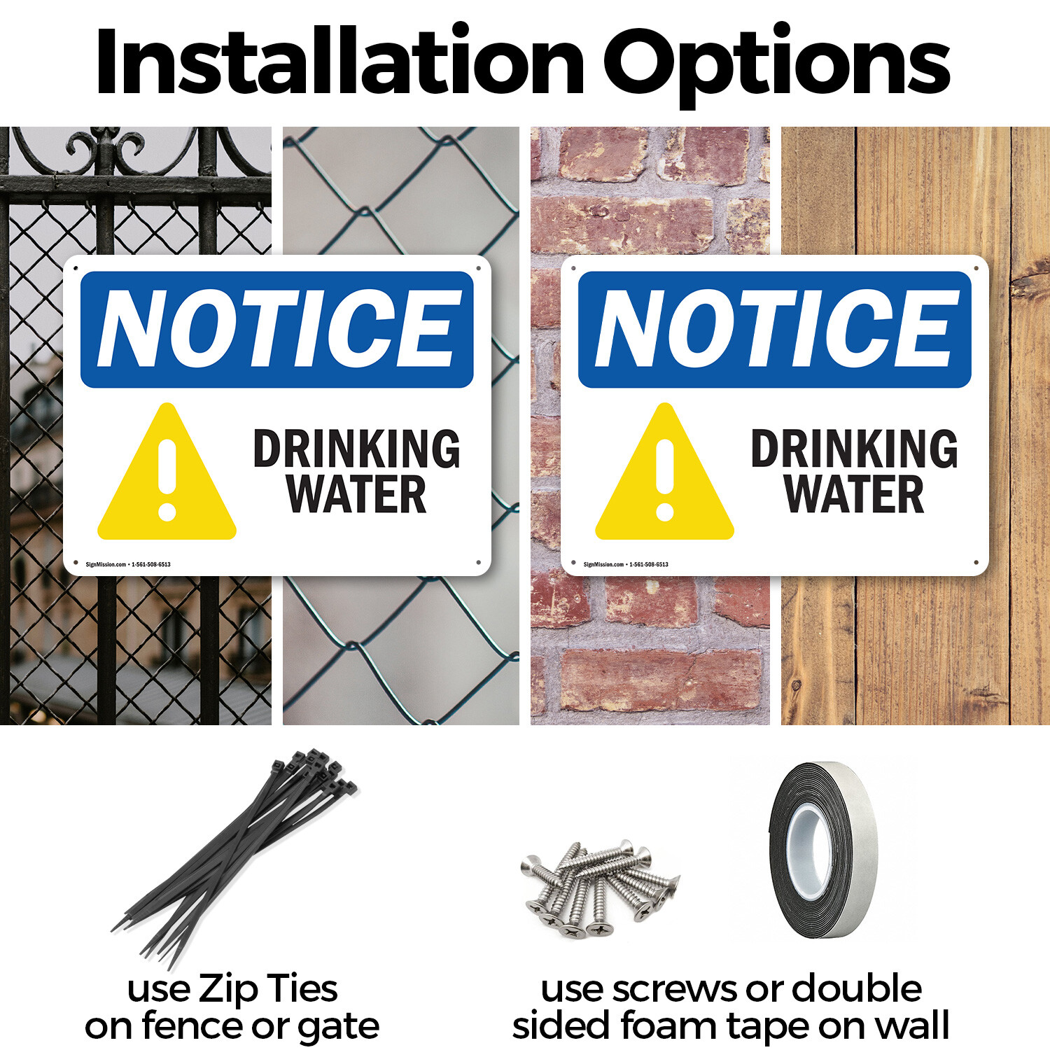 (2 Pack) Drinking Water OSHA Notice Sign Decal Metal Plastic
