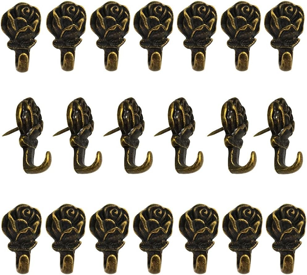 Rose Push Pins Hanger 20 Pcs Antique Flower Drawing Pin Bronze Decorative Thumbt