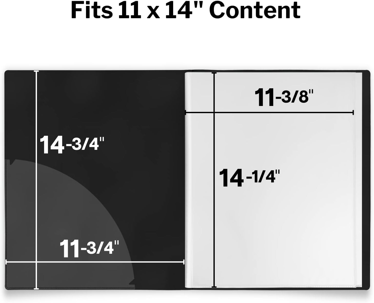 11X14 Binder with Sleeves (Black), 24 Pockets Display 48 Pages, Large Folder wit