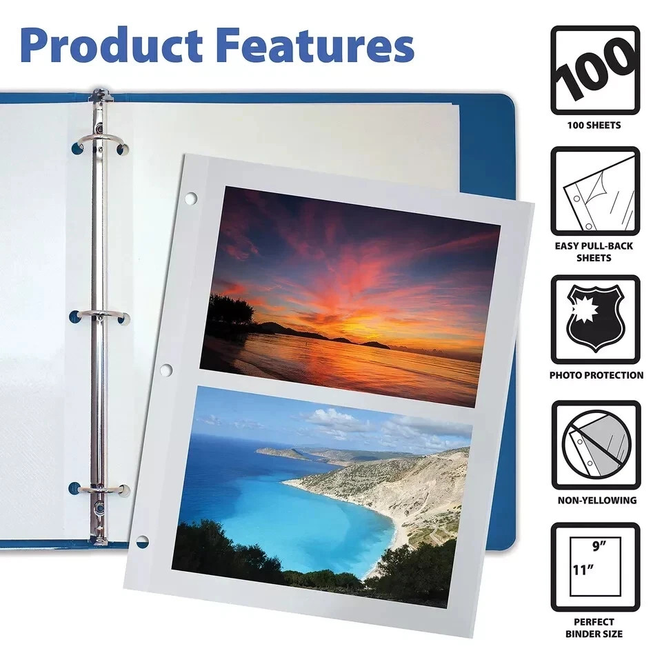 Office Products 100 Count Photo Mounting Sheets 11 x 9 Inches Double-Sided 3-