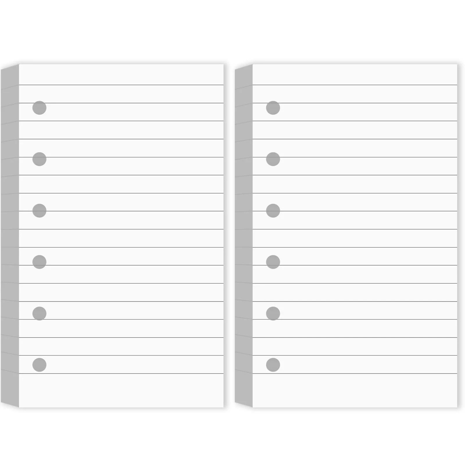 200 Sheets Blank Lined Paper Refill for 3×5 Inch Binders 6 Ring Memo Paper