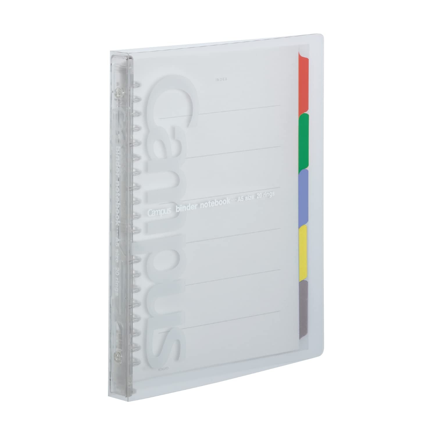 Campus RUP133NT A5 Slim Slide Binder 5 Tab Dividers 20 Holes Transparent