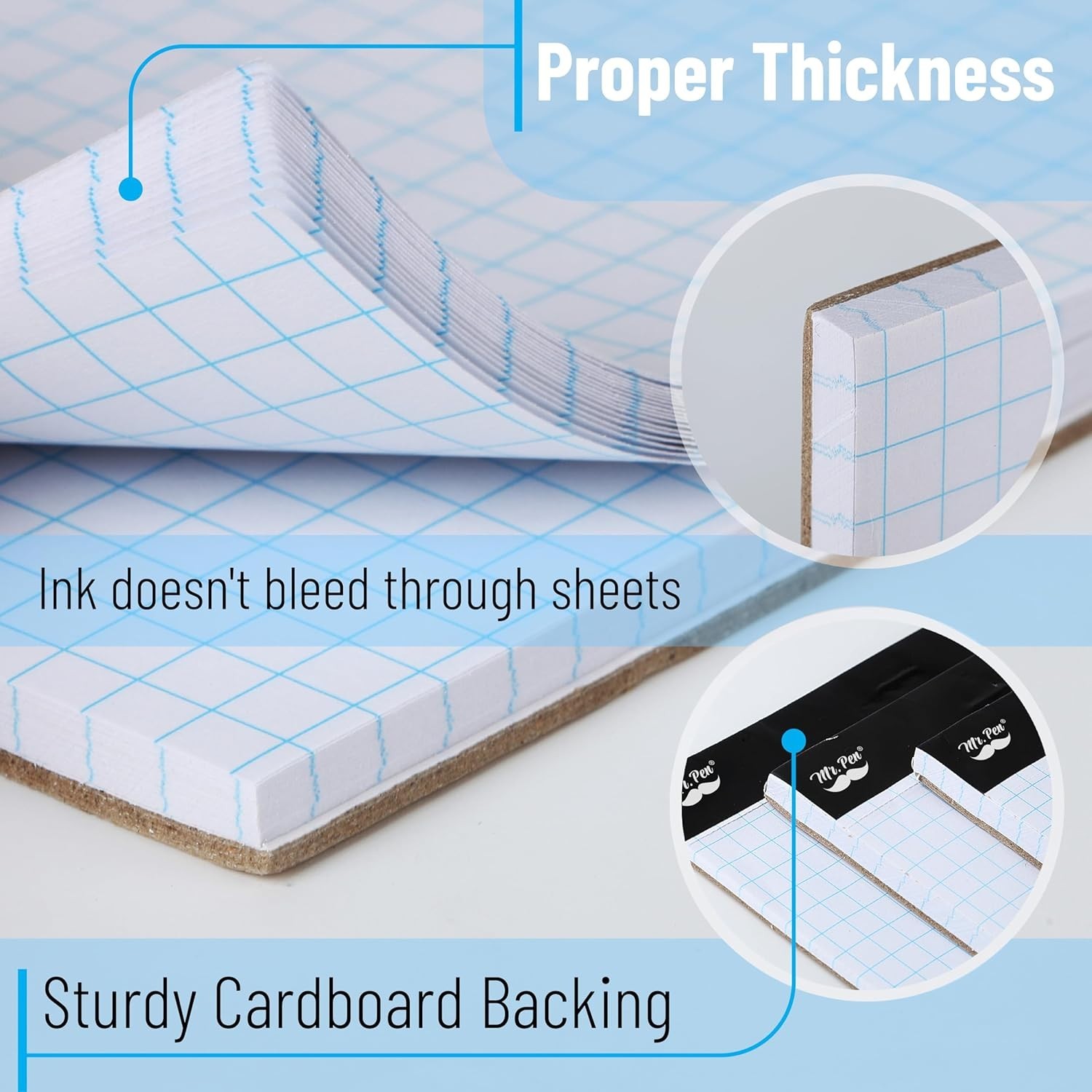 Durable 11×8.5 Graph Paper Pad – 4 Squares per Inch, Ideal for Precision Work