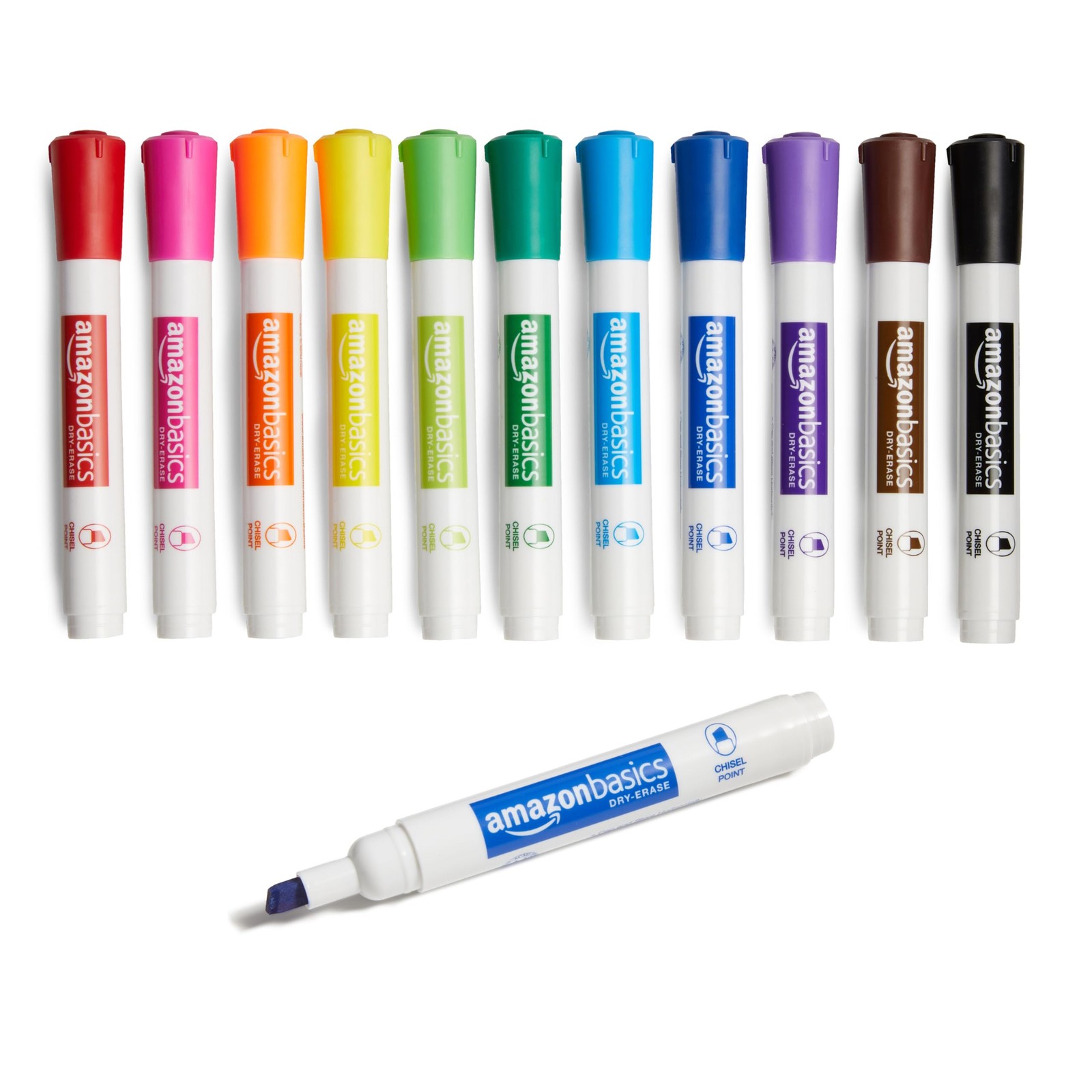 Amazon Basics Dry Erase Whiteboard Markers, 12 Count (Pack of 1), 12 Assorted