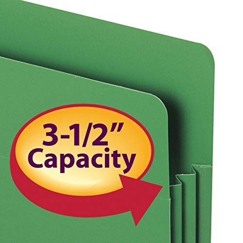 Smead Poly File Pocket, Straight-Cut Tab, 3-1/2″ Expansion, Letter Size,