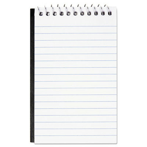 3″ x 5″ Spiral Note Pad/Book/Memo, Pack of 6, Black Cover, Lined, 50 Sheets Each