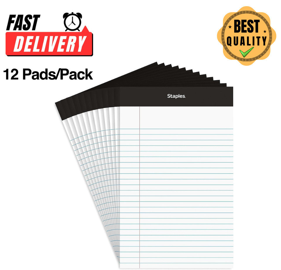 Staples Narrow Ruled Legal Notepads 5×8 White 50 Sheets 12 Pack