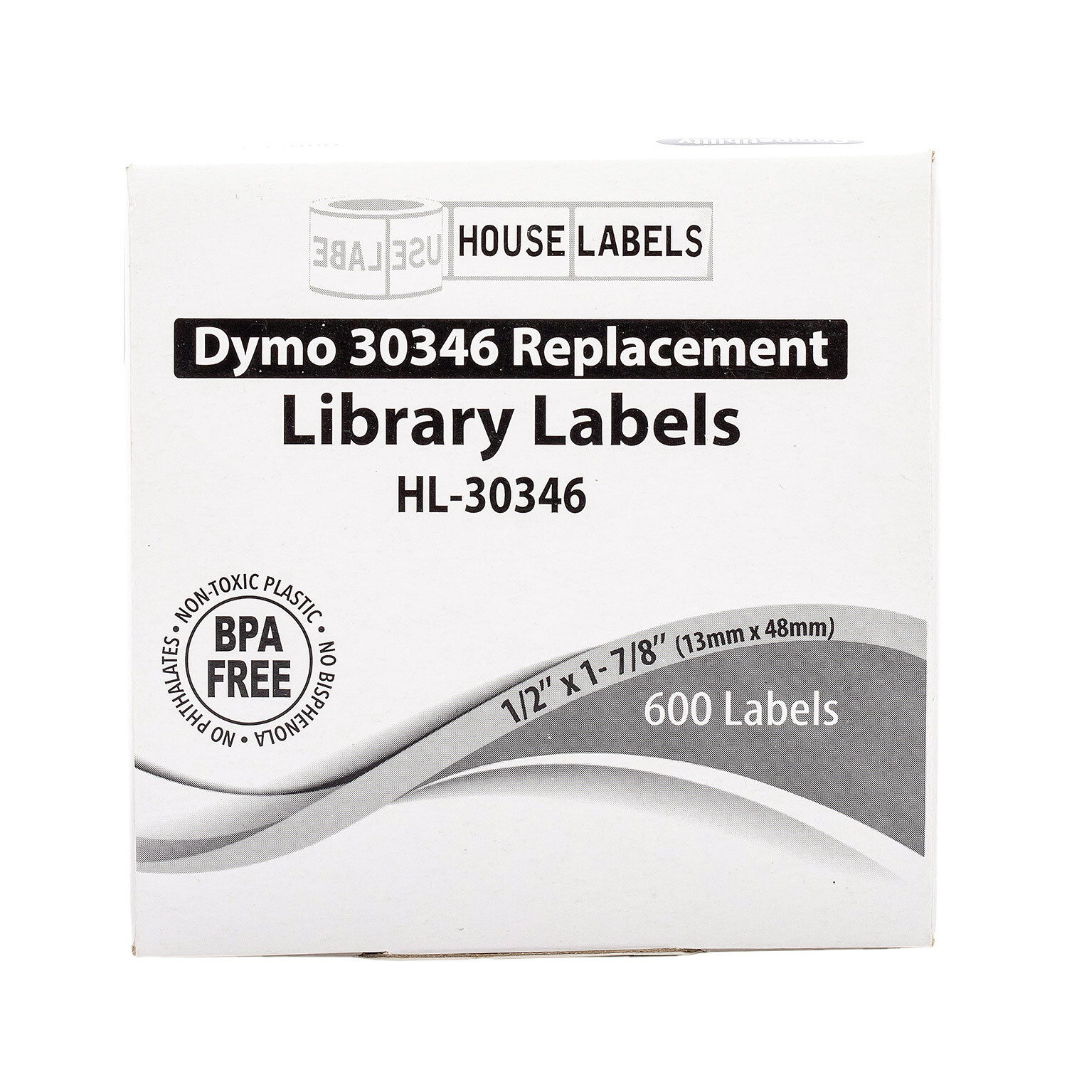 24 Rolls, 600 labels per roll Dymo Compatible 30346 Library Labels 1/2”x1-7/8″