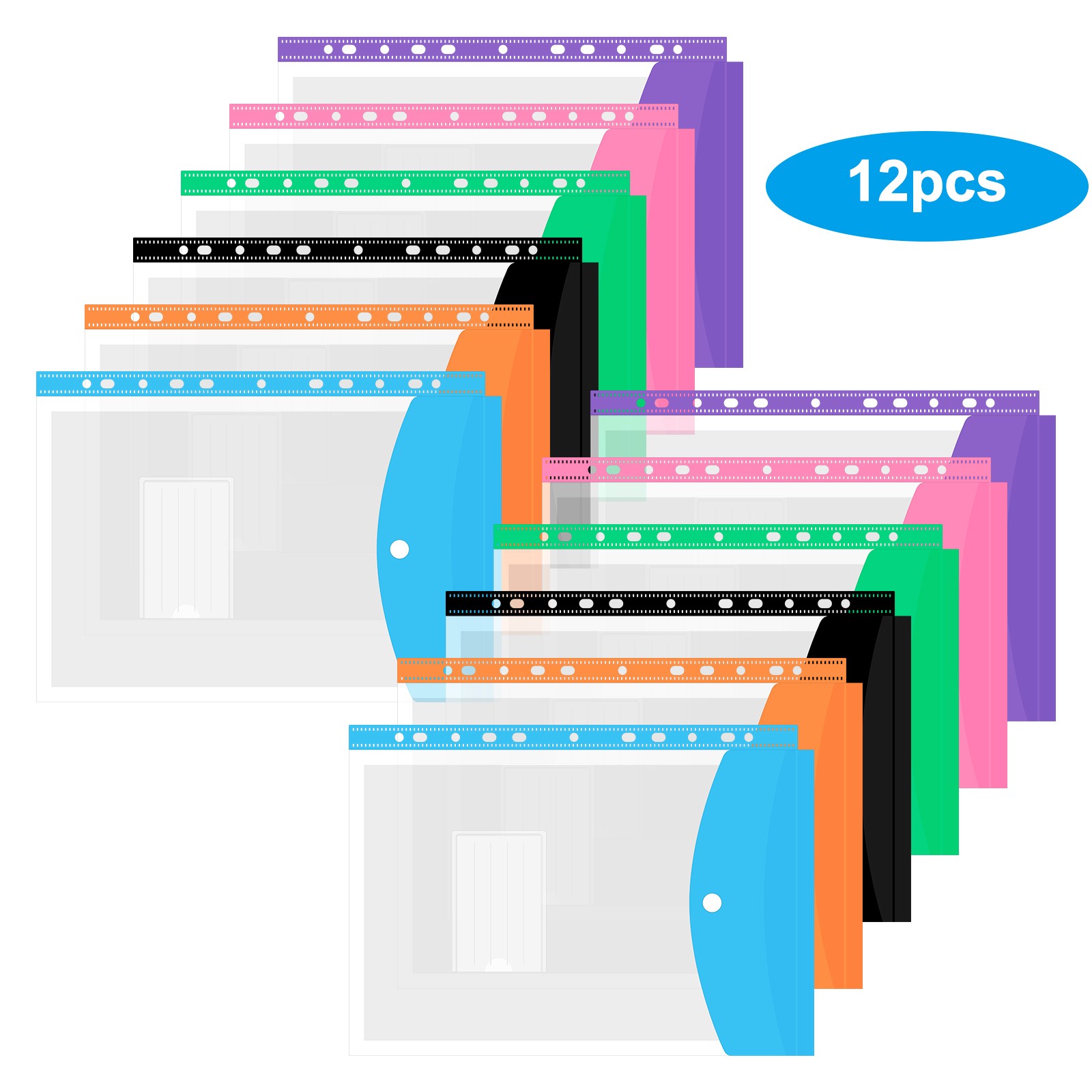 12x A4 Expandable Binder Pocket Folder 11 Hole Snap Button File Organizer Office