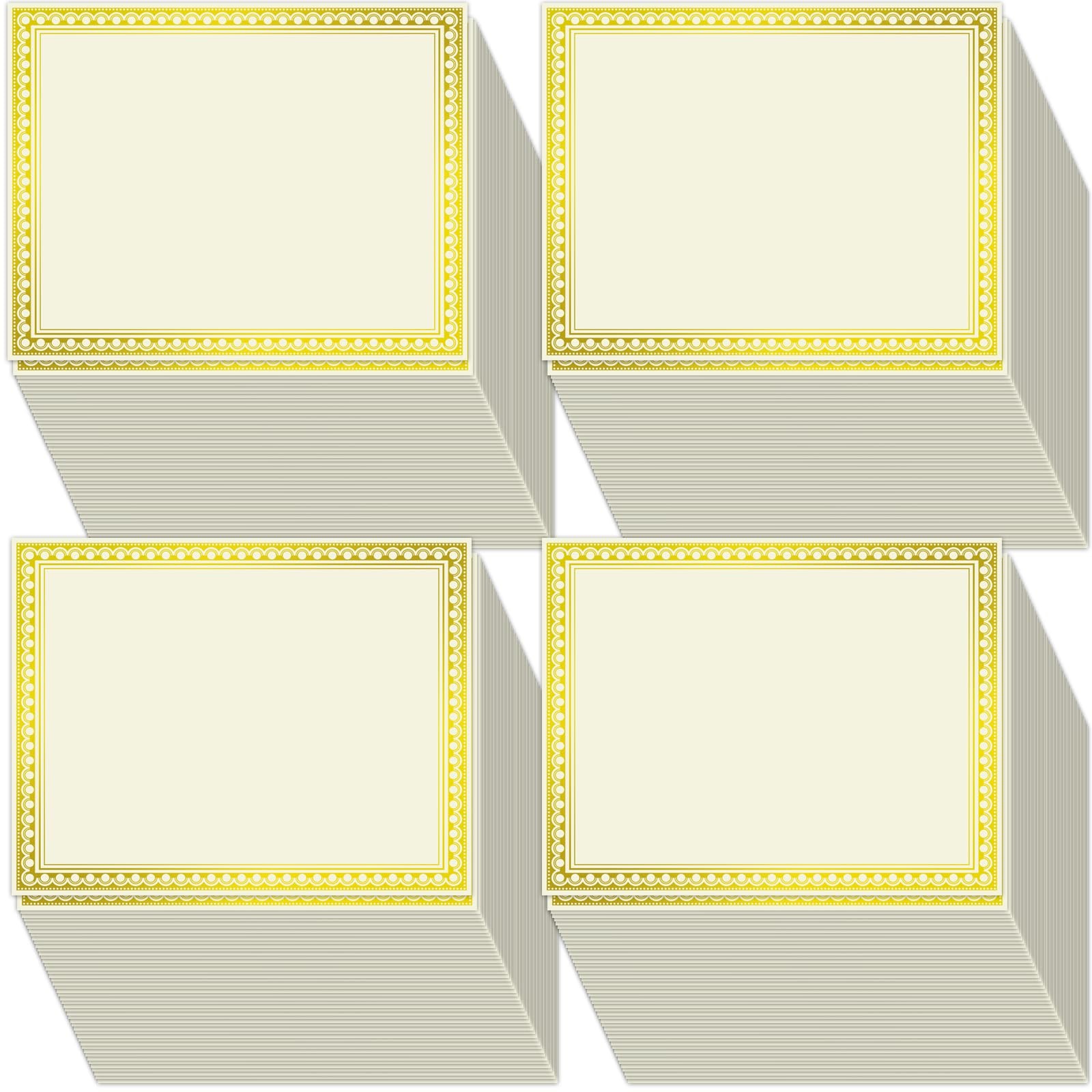 200 Sheet Gold Foil Award Certificate Paper Bulk 8.5 x 11 In for Printing Cus…