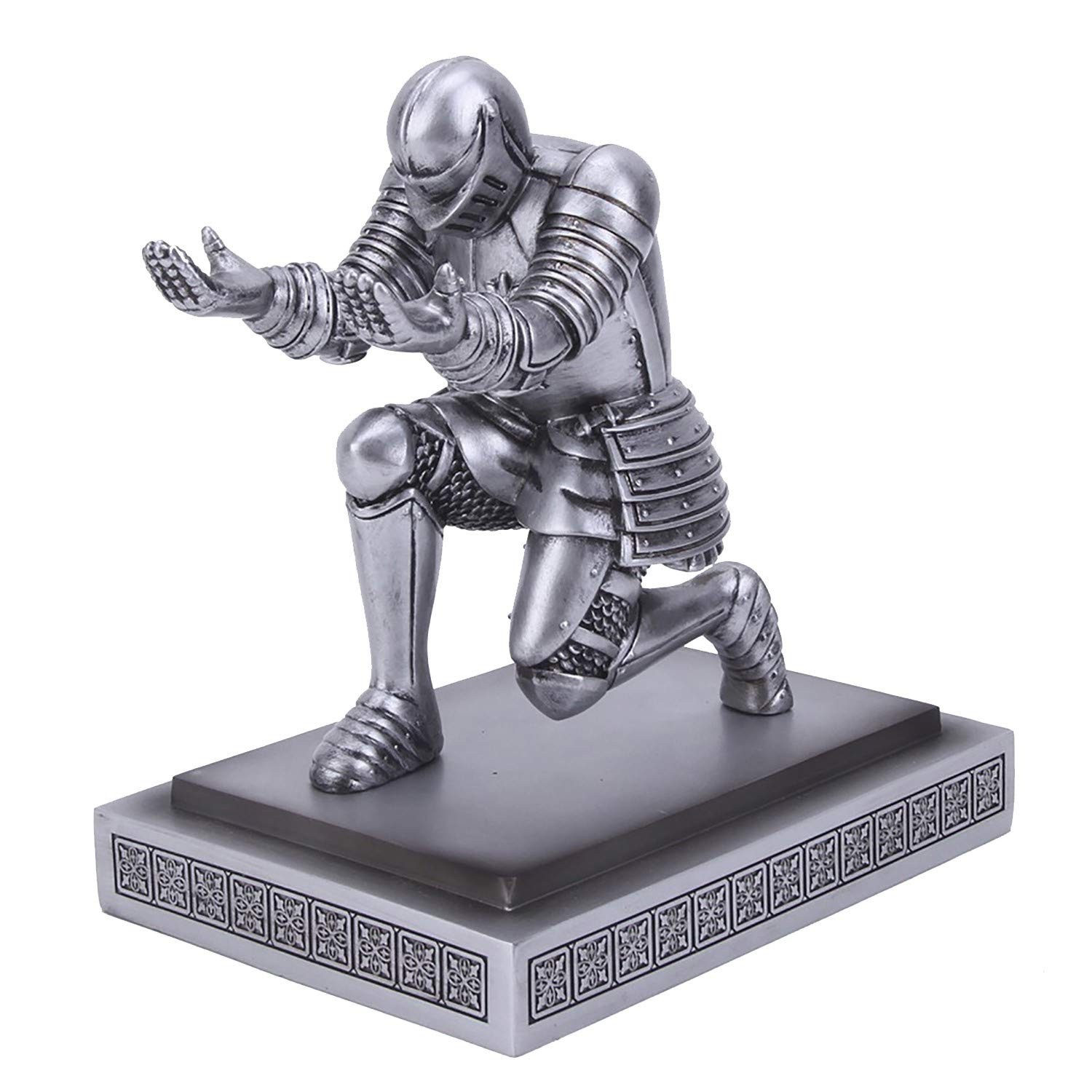 XMXIAYUN Knight Pen Holder Stand with a Pen, Personalized Desk Silver
