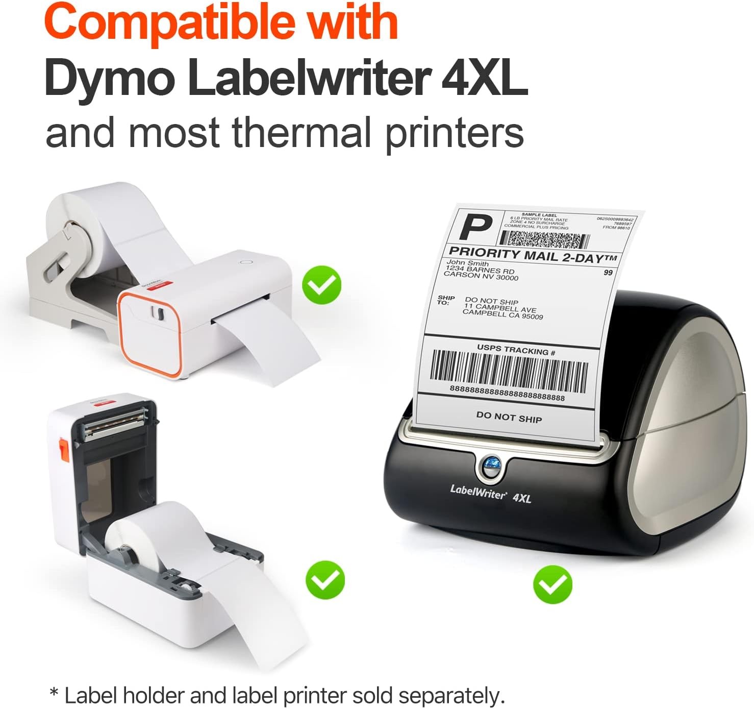 4″x6″ Direct Thermal Shipping Labels for 1744907 DYMO 4XL Printer 220 Per Roll