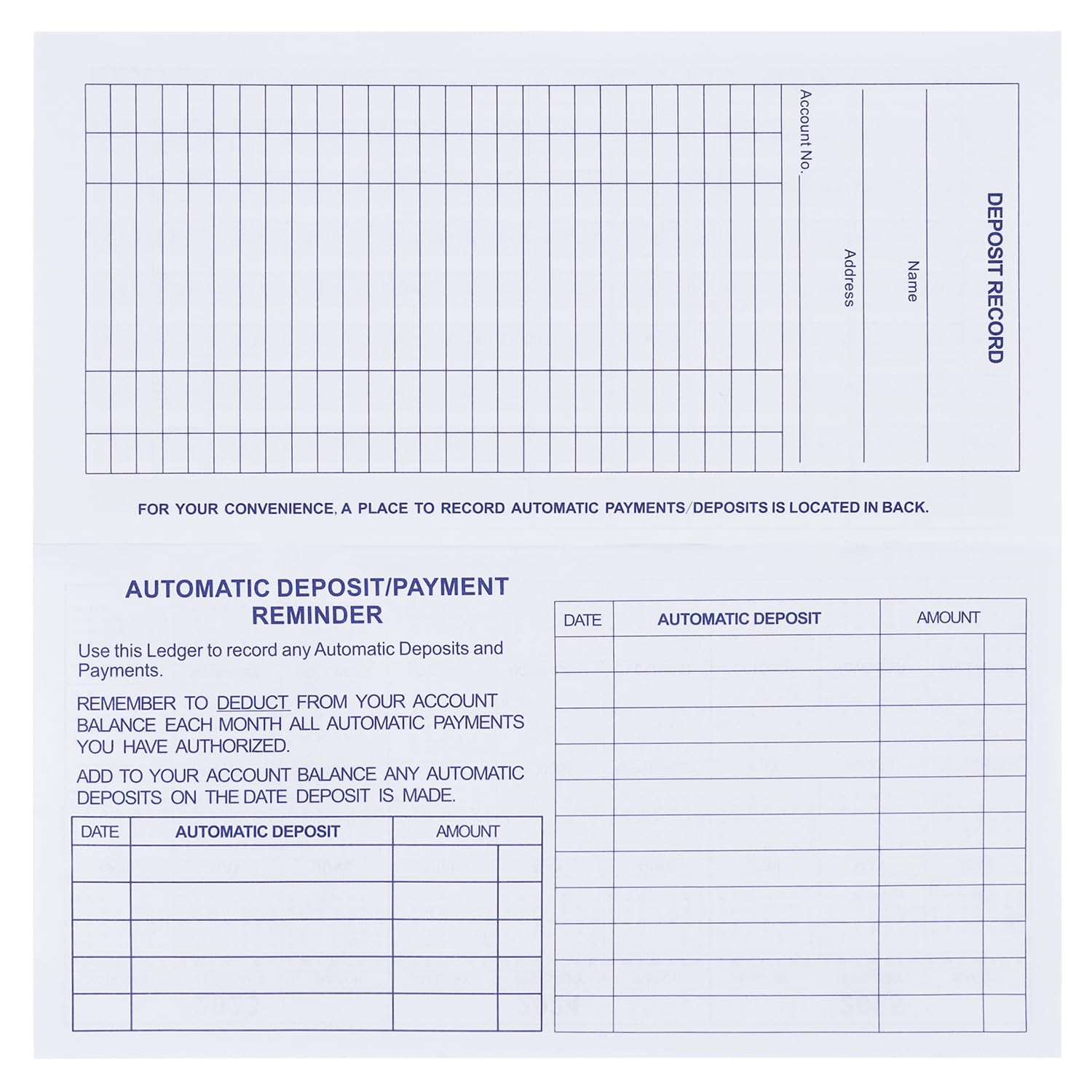 20 Pack Checkbook Register, Check Registers for Personal, Blank Ledger