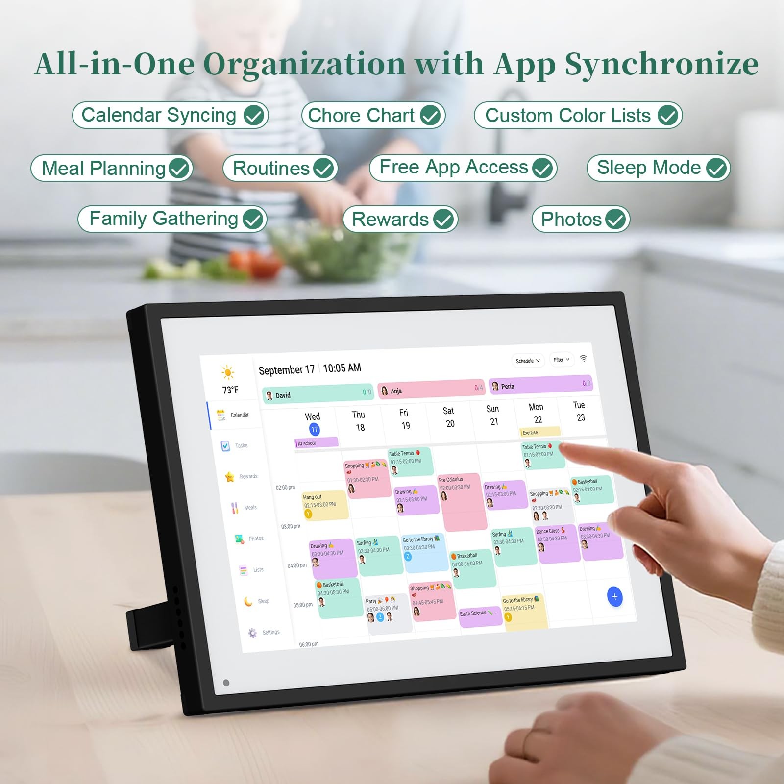Smart Digital Calendar, 10.1″ HD Touch Screen 10.1 Inch Black, Black