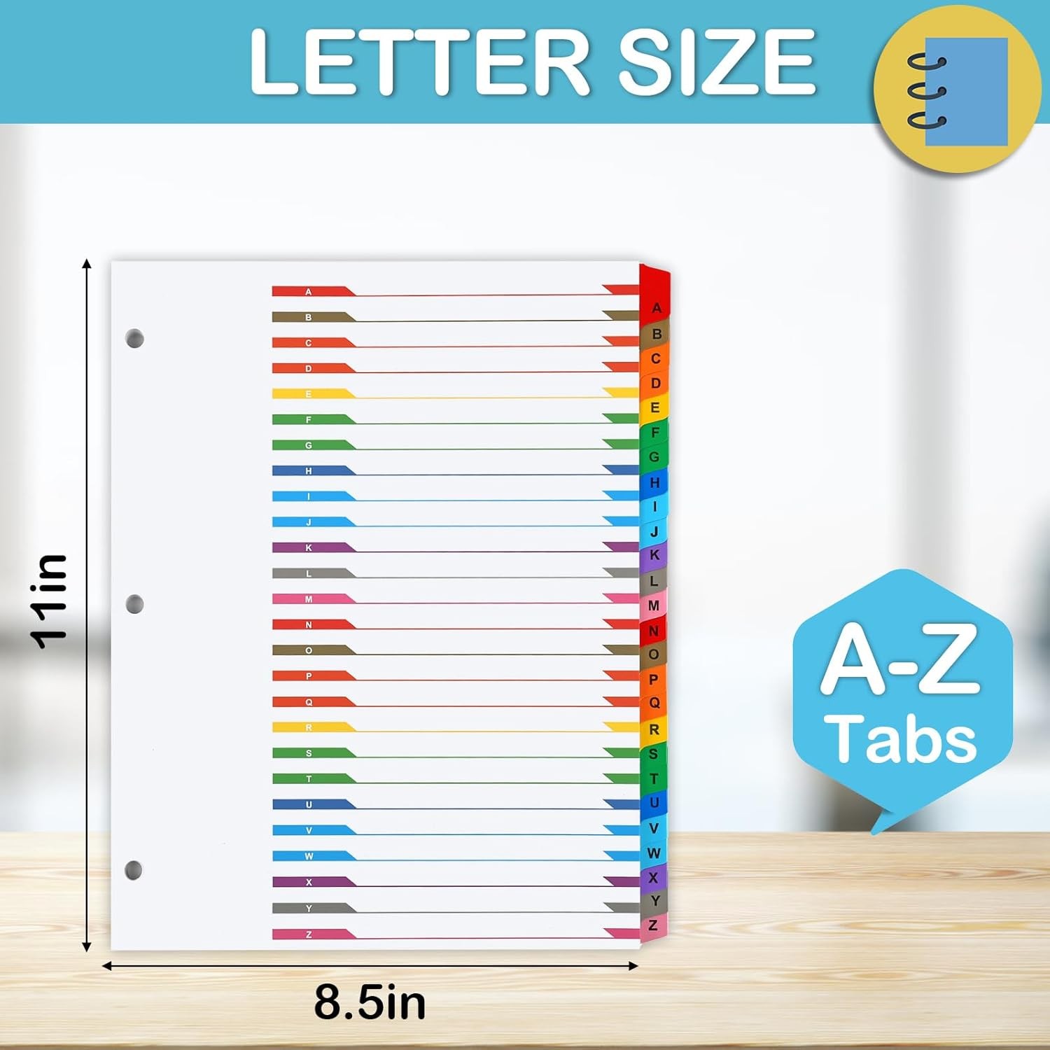 Alphabet Binder Dividers A to Z Tabs Organizer for Files