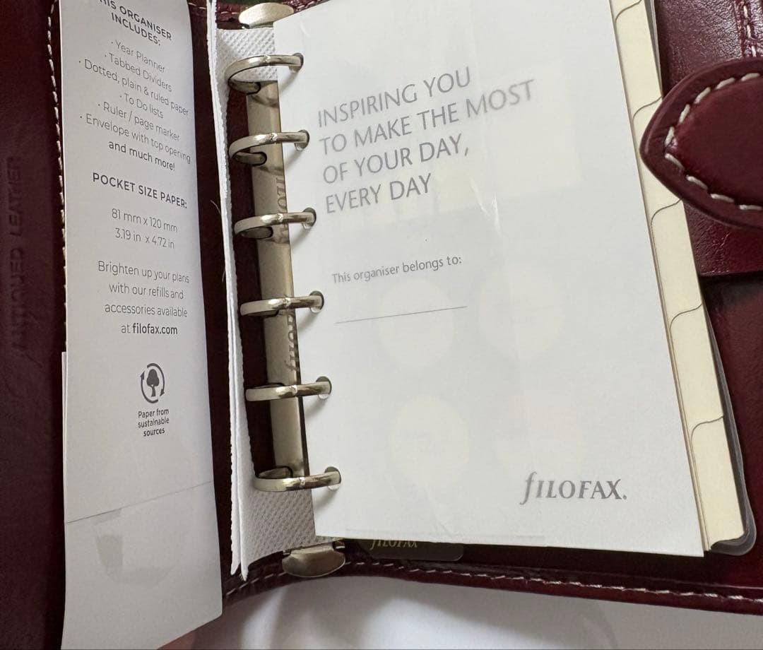 Filofax Malden Small 6 Hole Pocket Burgundy Leather Cover Unused W/ Box Japan