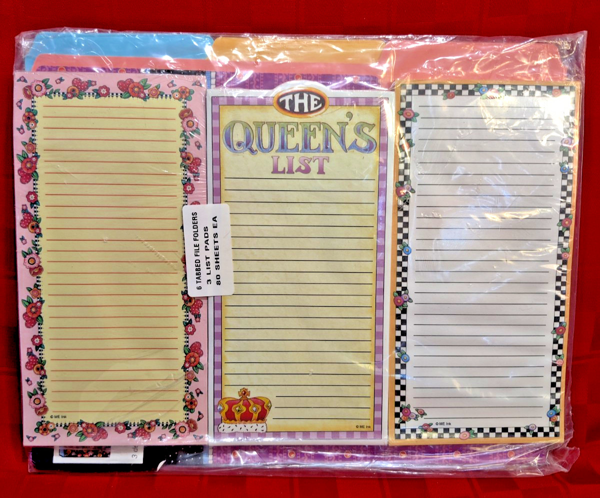 Mary Engelbreit Tabbed File Folders 2004 6 Pack/3 List Pads New