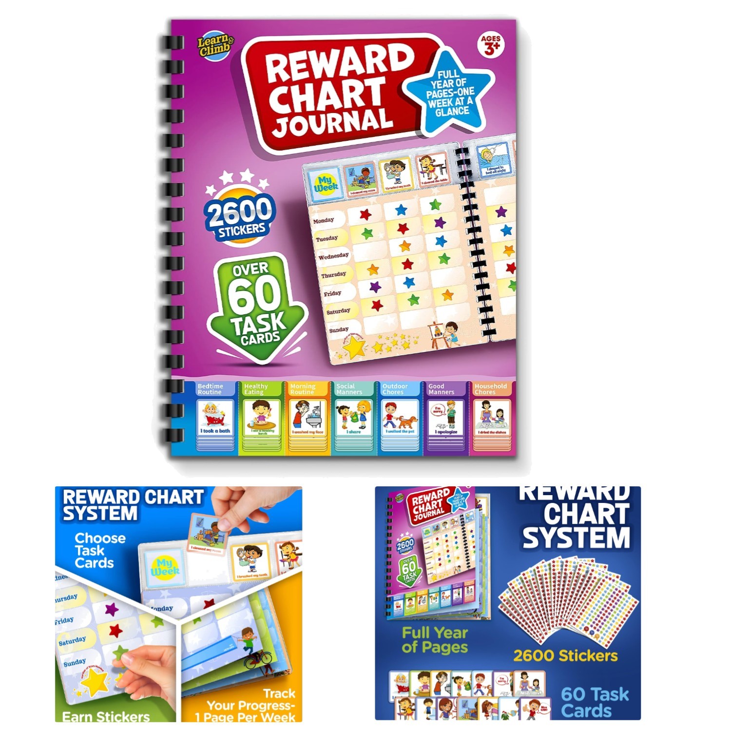 Motivational Weekly Chart for Kids – Sturdy Plastic, Fun Task Cards Included