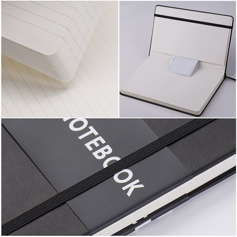 BooQool 2 Pack Classic Ruled Notebooks/Journals – Premium Thick 2 Pack, Black