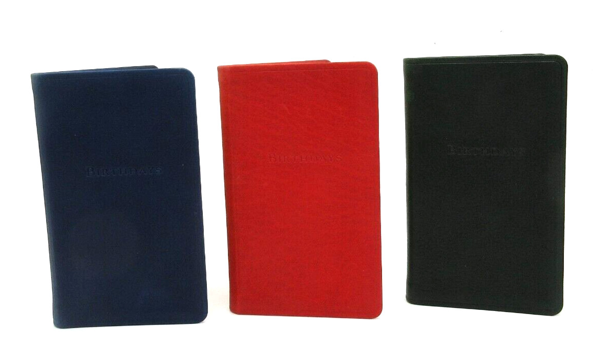 Birthdays Datebook Leather Journal 3×5″ Graphic Image Softcover Dark RED