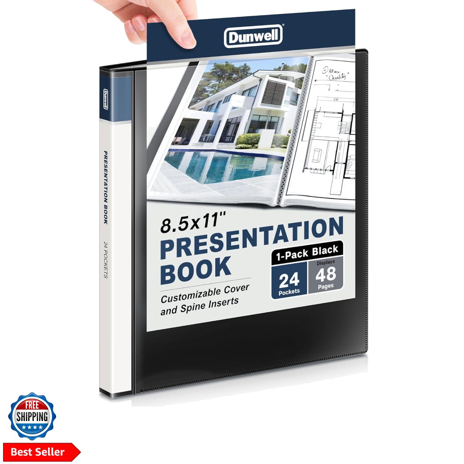 Presentation Binder 24-Pocket, Displays 48 Pages, 8.5×11 Portfolio Binder wit…