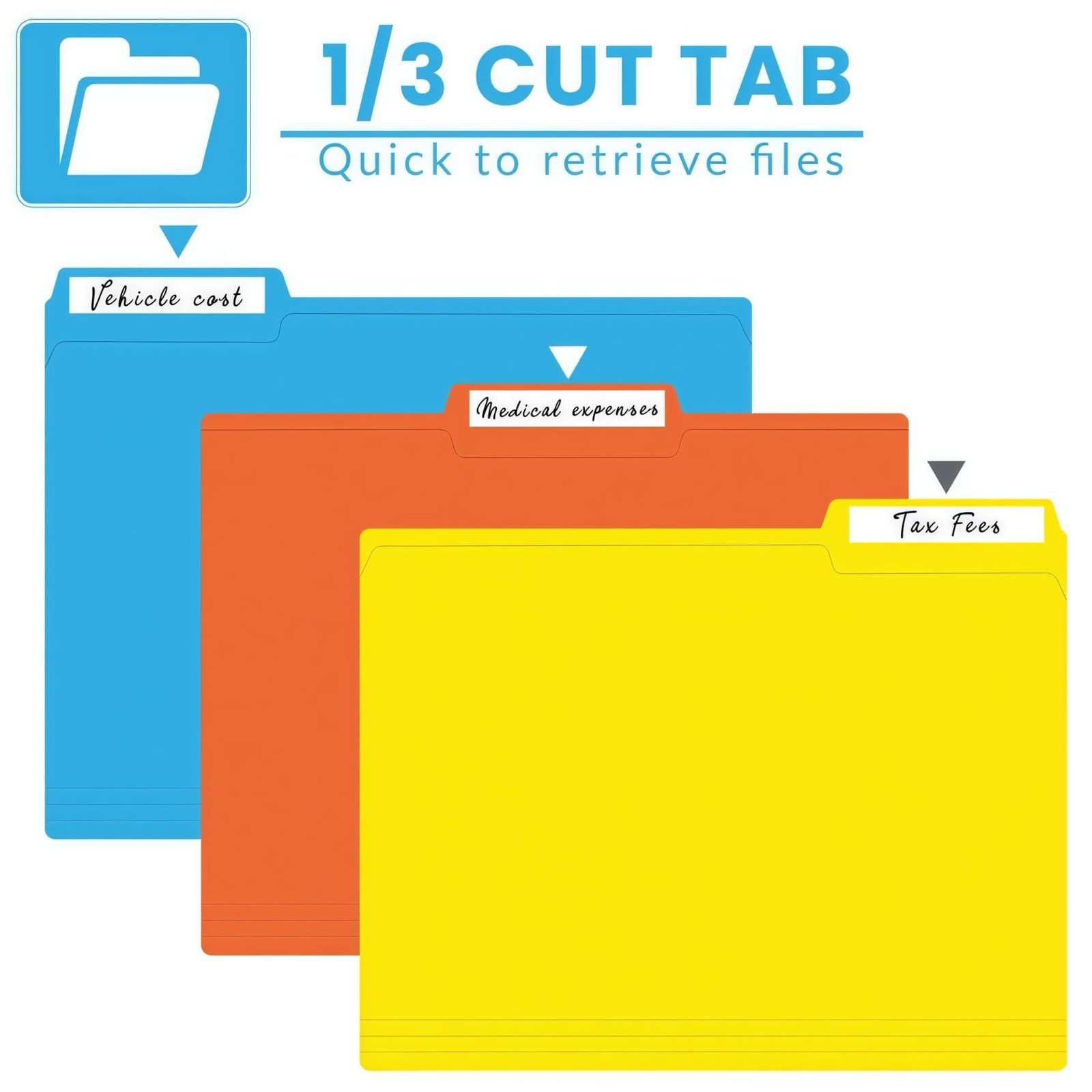 120 Pack Colored File Folders, 1/3 Cut Tab Letter Size 8.5″ x 11″ Manila Fold..