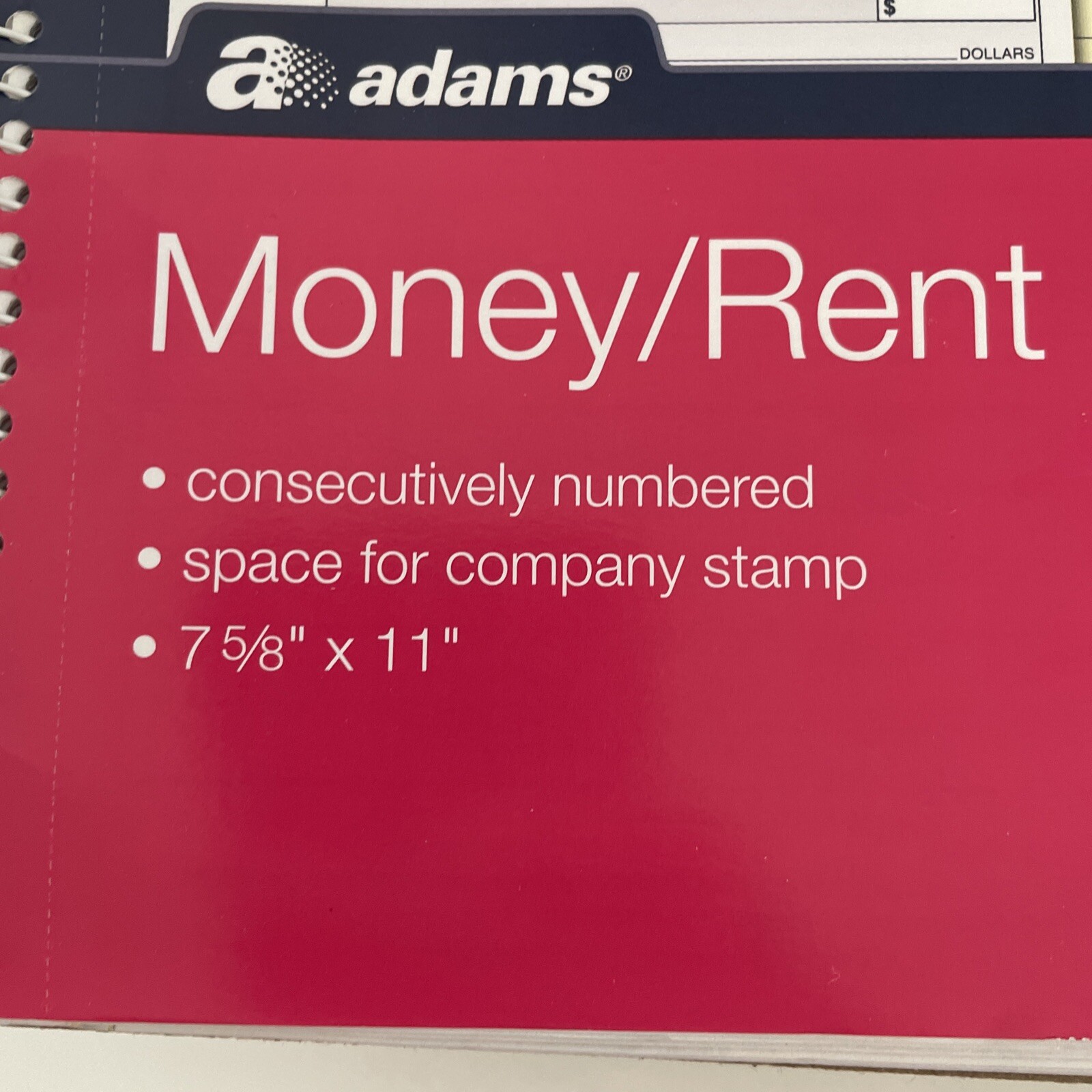 Adams Money Rent Receipt Book, 2 Part Carbonless, 7 5/8″ x 11″ Spiral 200 Sets