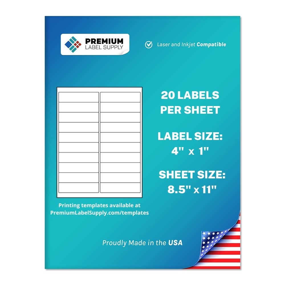 Premium Label Supply 4″x1″ White Address Labels – Laser/Inkjet Compatible, 2000P