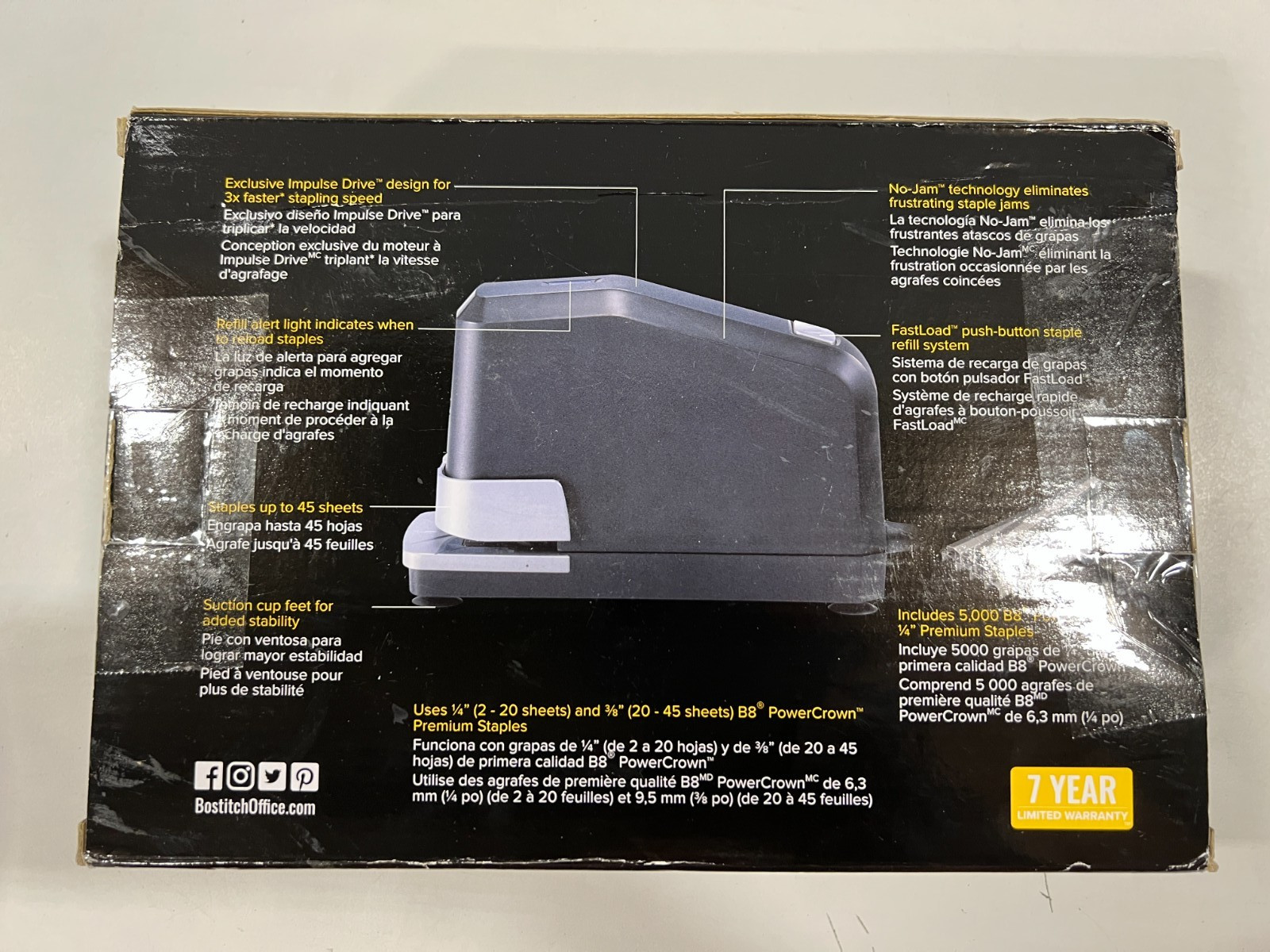 Bostitch B8 Impulse 45 Electric Stapler, 45-Sheet Capacity