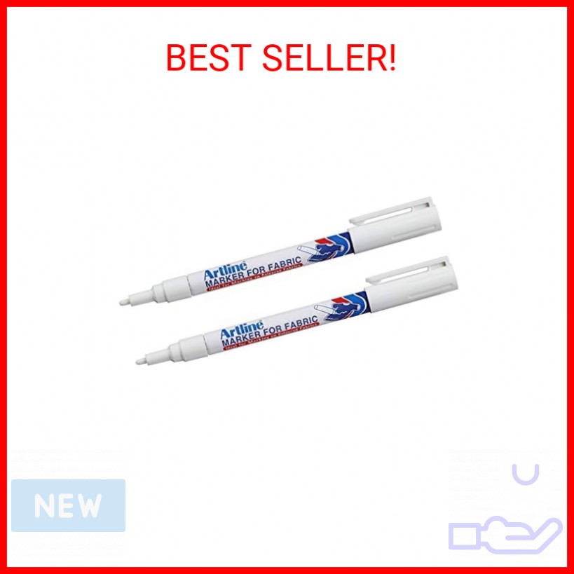 Artline White Permanent Fabric Markers pen for clothing (2 Markers)