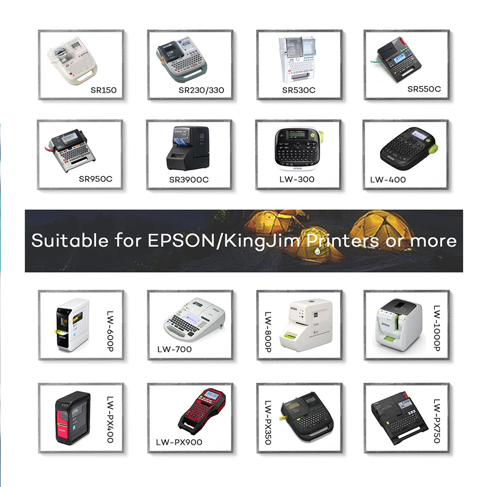 Heat Shrink Tube Label Tape Compatible for Epson 208B20BWPX