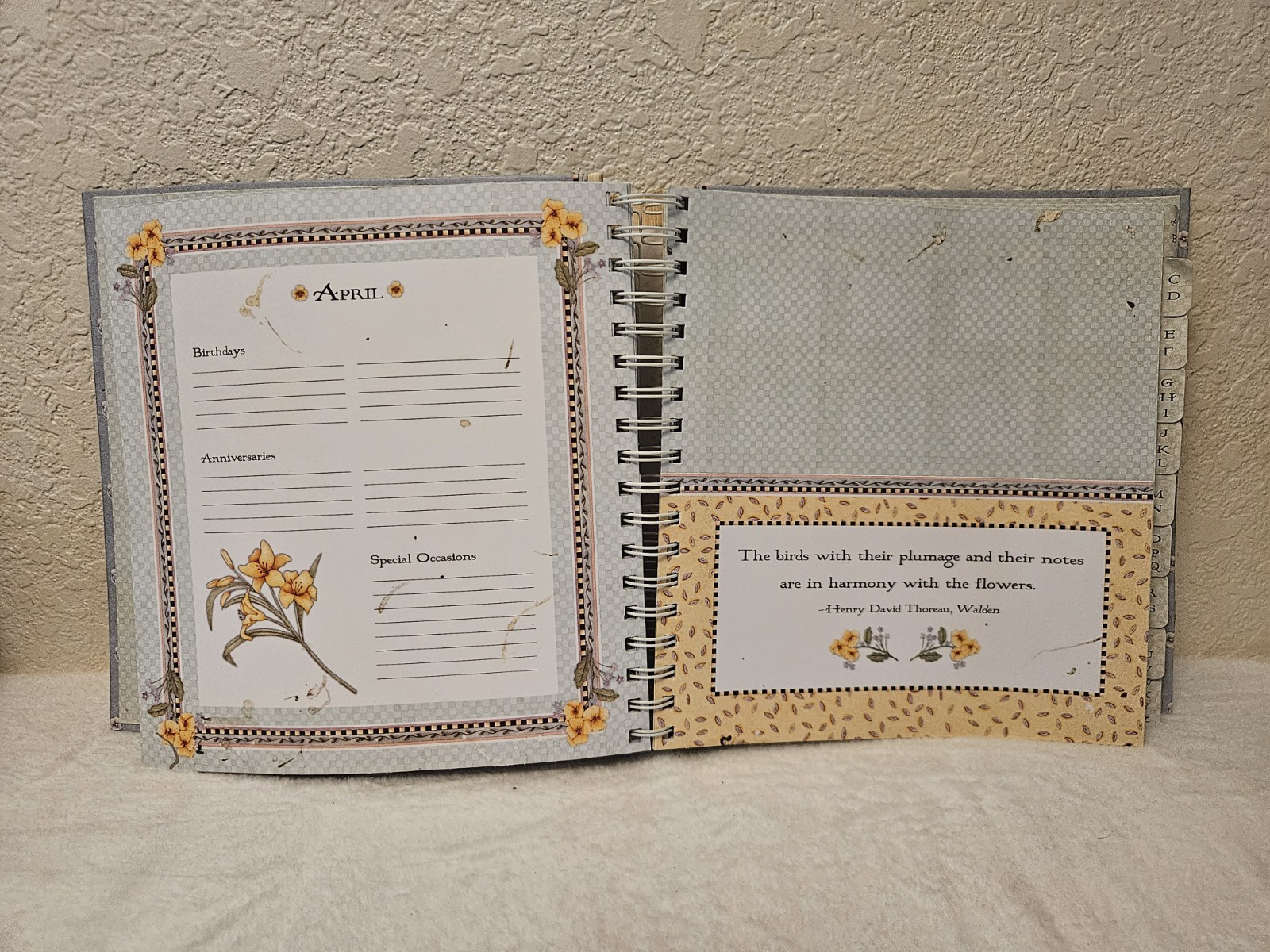 Vintage Debbie Mumm Large Monthly Greeting Card Organizer & Address Book