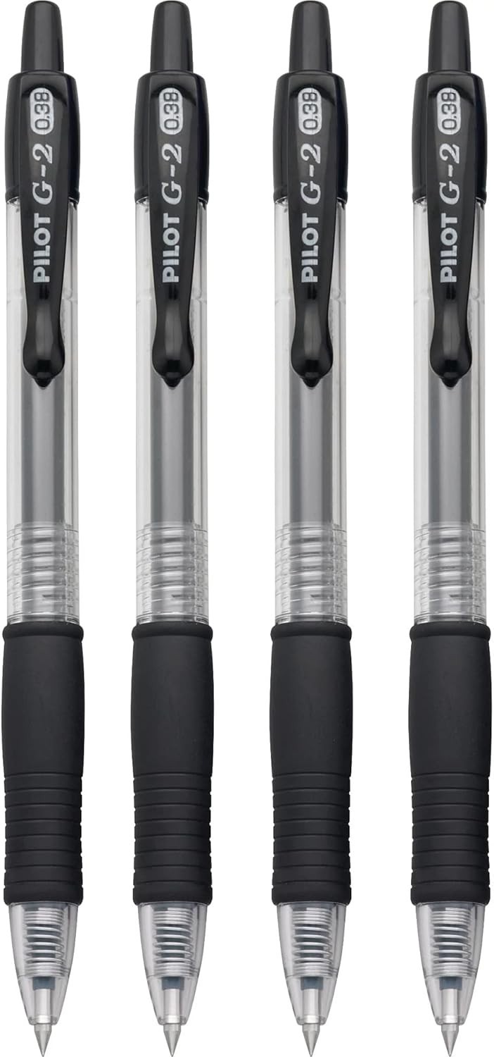 G2 Gel Roller Pens, Ultra Fine Point Gel Pens 0.38 mm, Pack of 4, Black