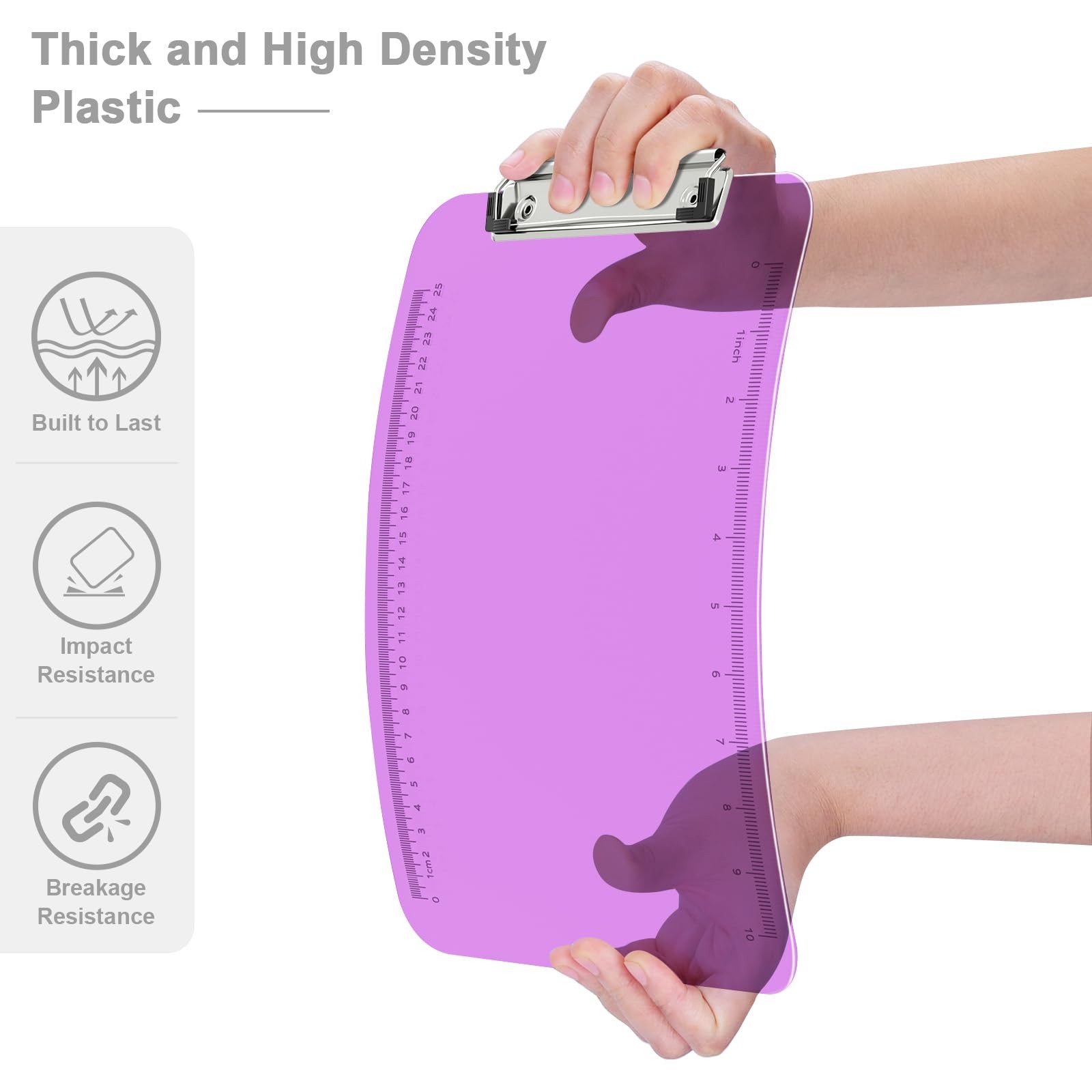 Plastic Translucent Clipboard w/ Low Profile Clip for Office School, 12.5×9 Inch