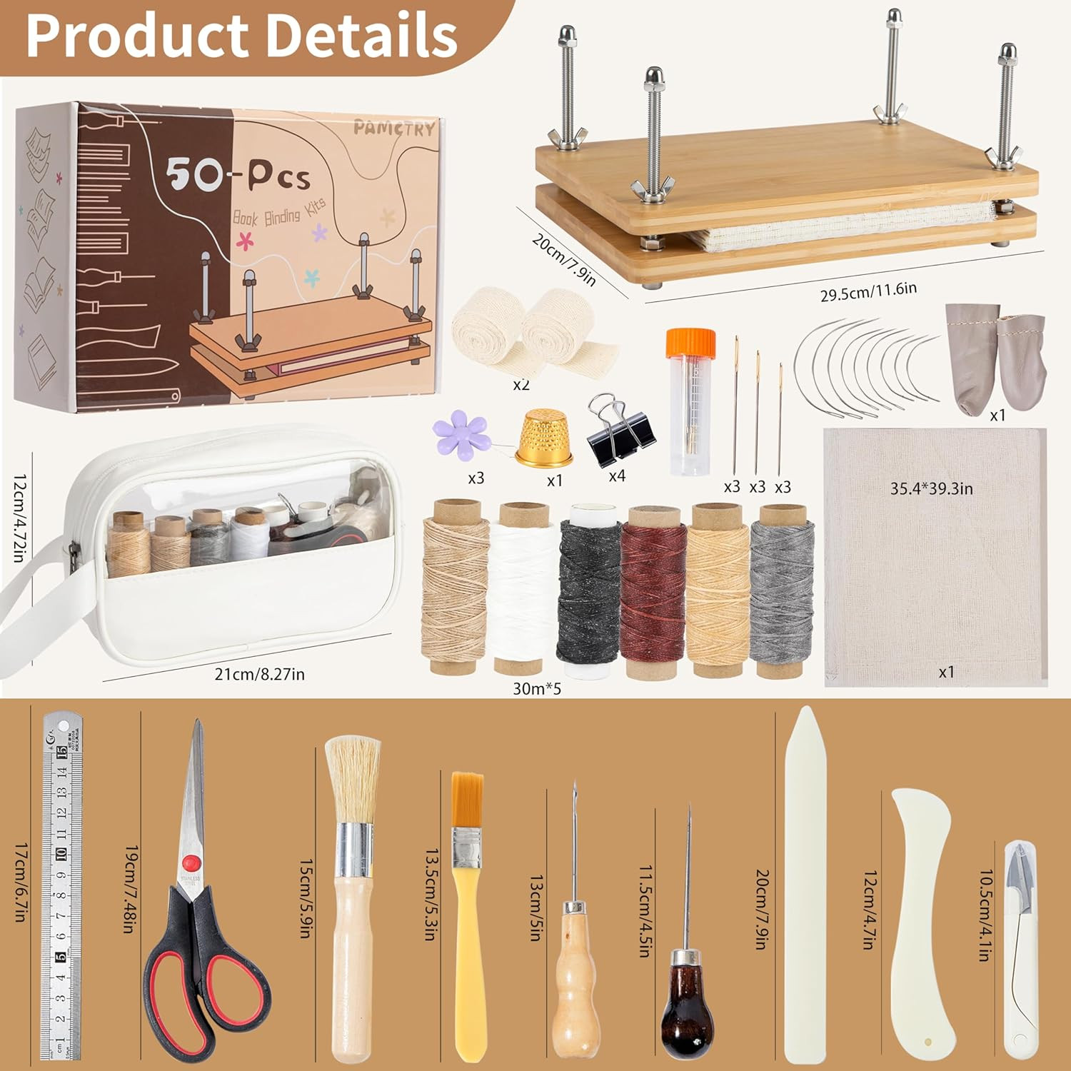 50 Pcs Book Binding Kits for Beginners – Complete DIY Kit with Tools & Instructi