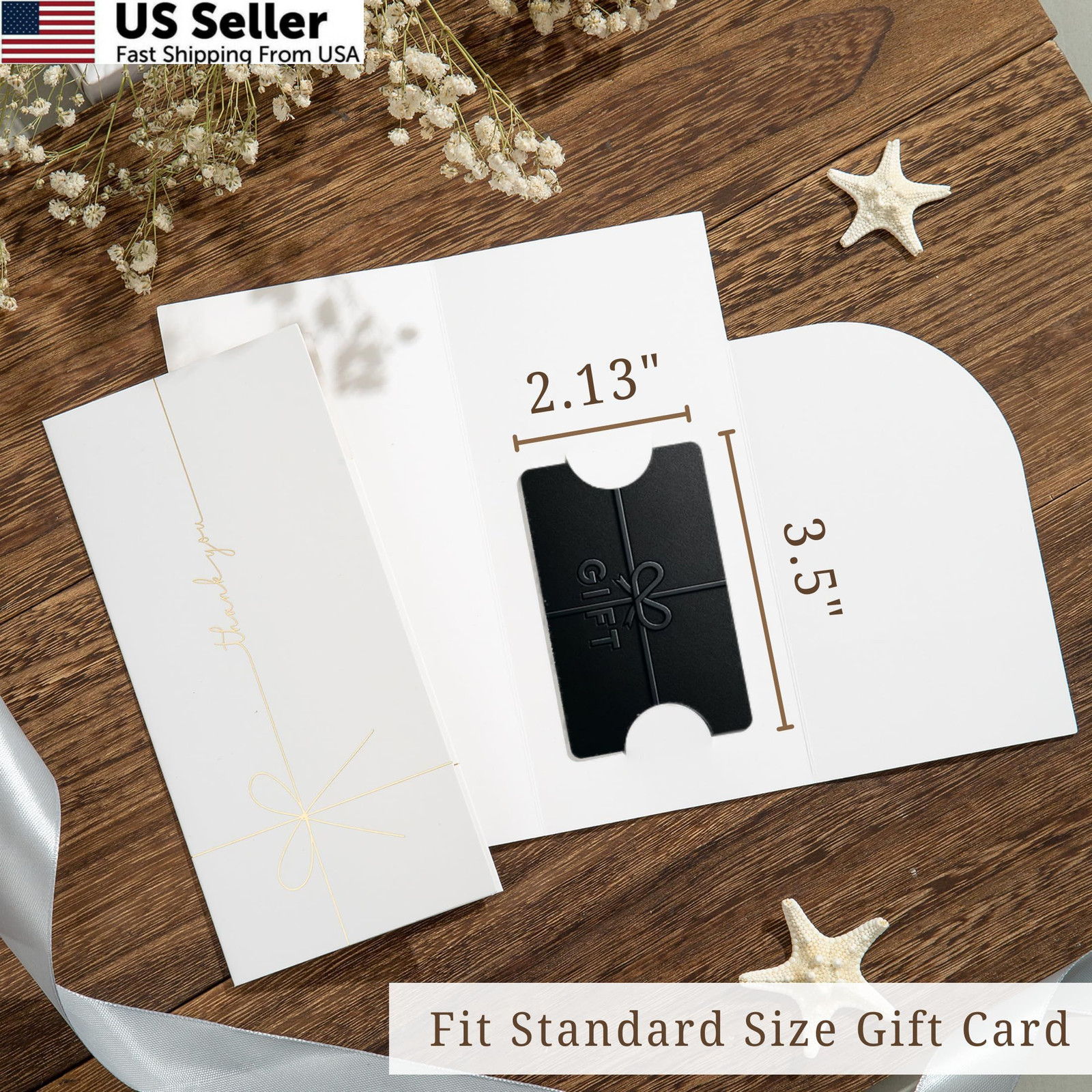 Elegant Ribbon-Style Money Cards with Envelopes Set – 20 One Size, gold