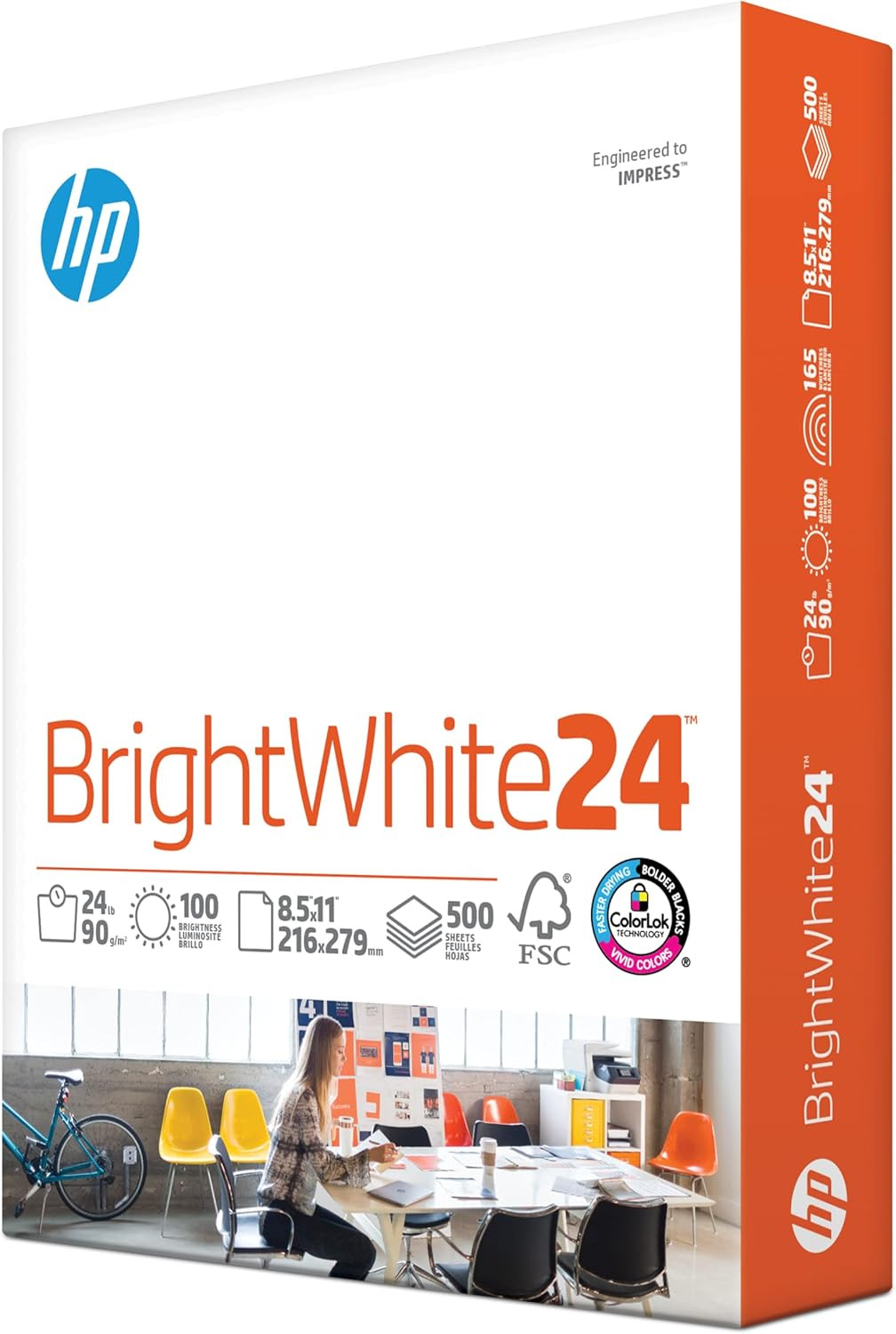 HP Papers | 8.5 X 11 Paper | Brightwhite 24 Lb |1 Ream – 500 Sheets| 100 Bright