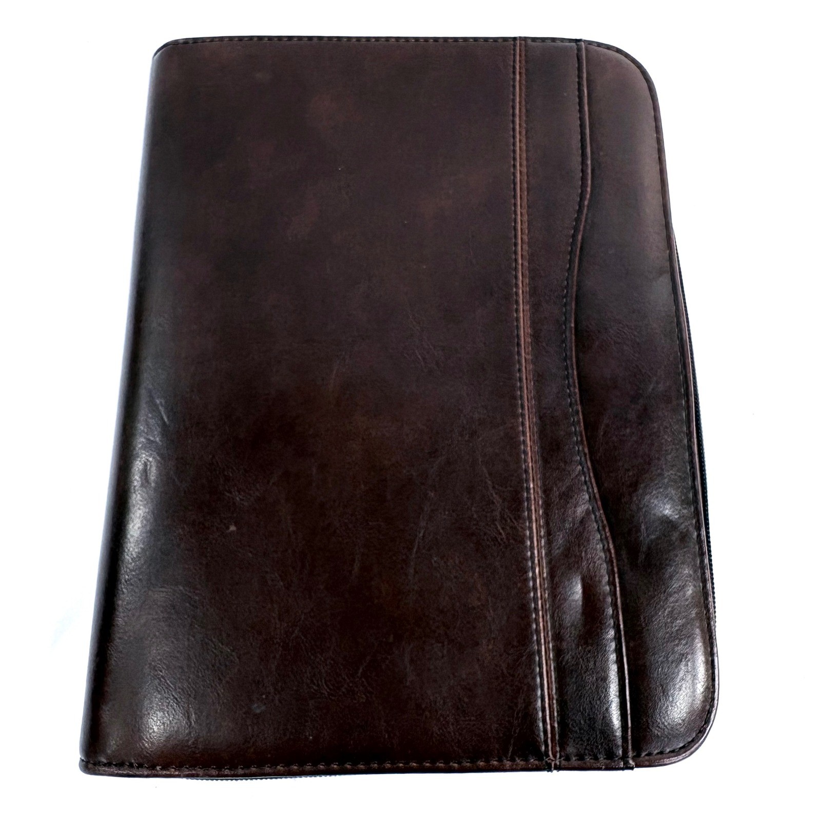 Day-Timer Organizer Dark Brown Leather Zip Around 7 Ring Binder Planner