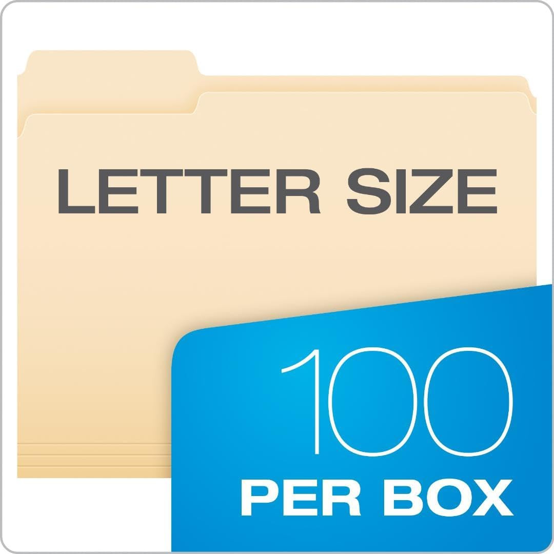 File Folders, Letter Size, 8-1/2″ X 11″, Classic Manila, 1/3-Cut Tabs in Left, R