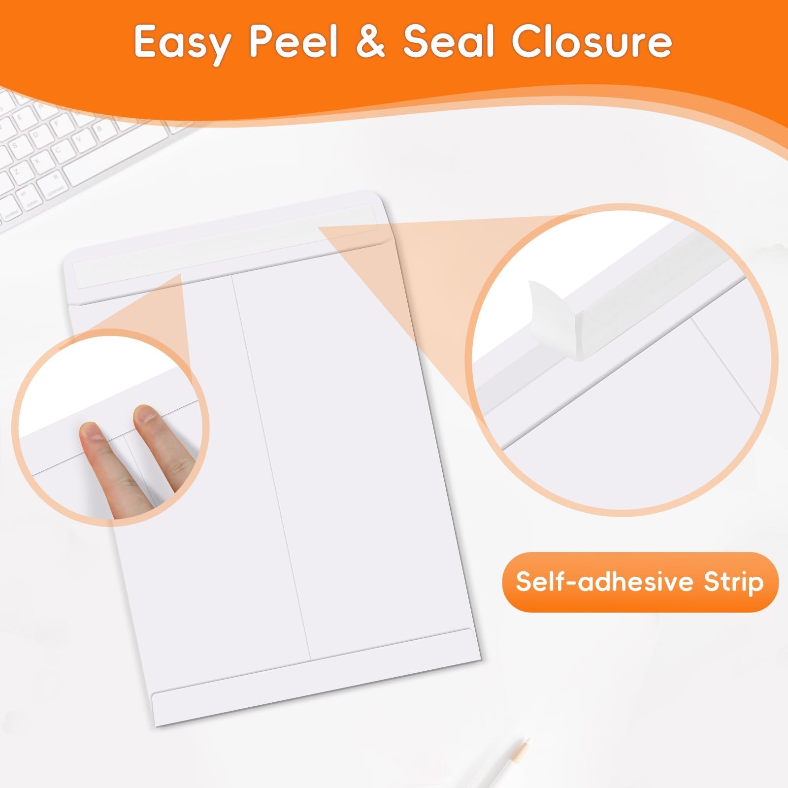 50 Pack 6×9 Envelopes Self Seal, White Catalog Mailing Envelopes 6 x 9 Manill…
