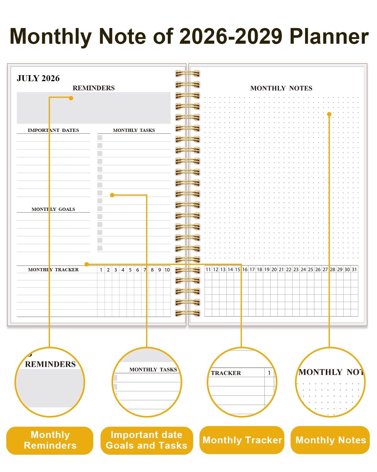 2026-2028 Monthly Planner, 3 Years Calendar from July 2026 – December 2028 wi…