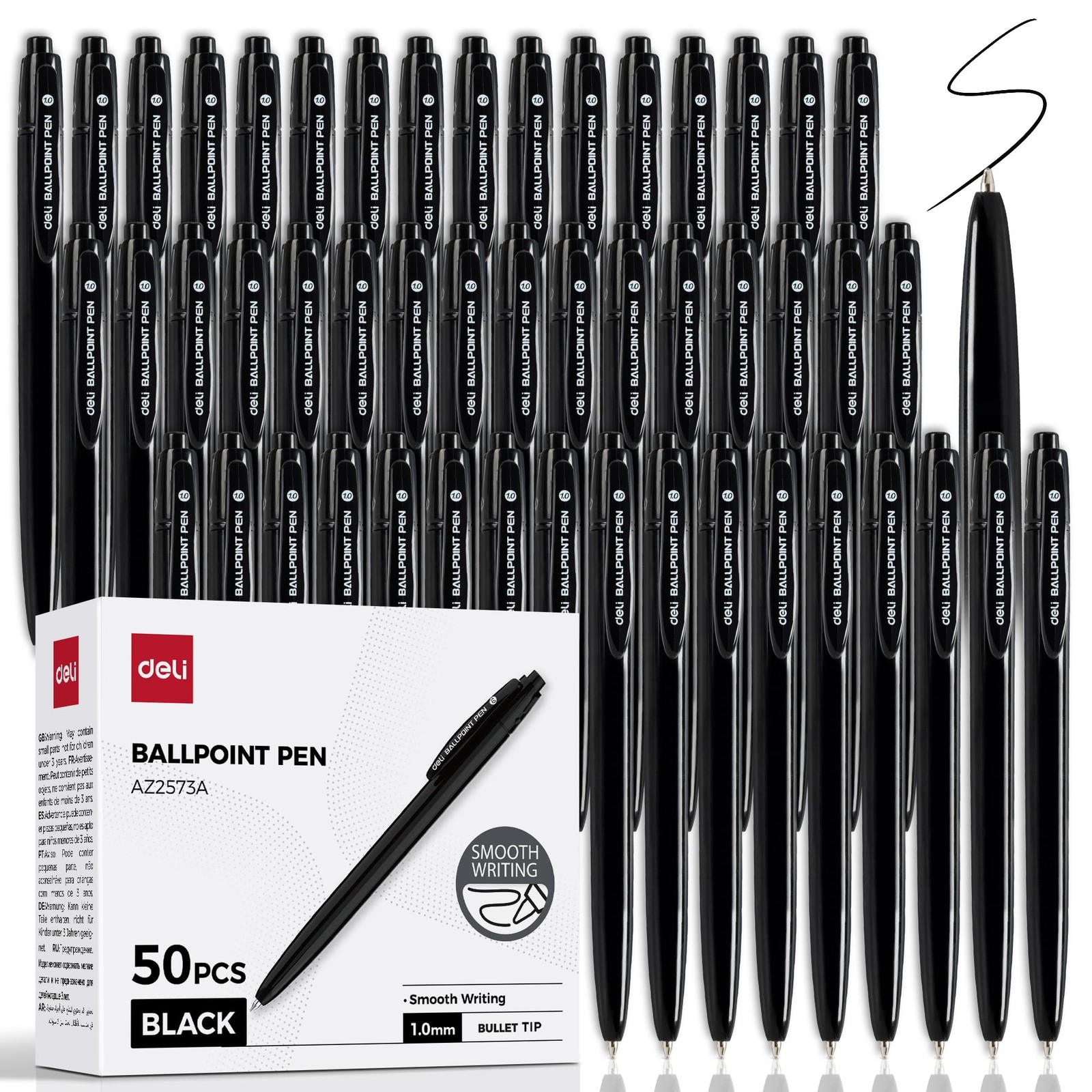 Pens Bulk, 50 Pack Retractable Ballpoint Pens, 1.0MM Black Ink,Smooth Writing, N